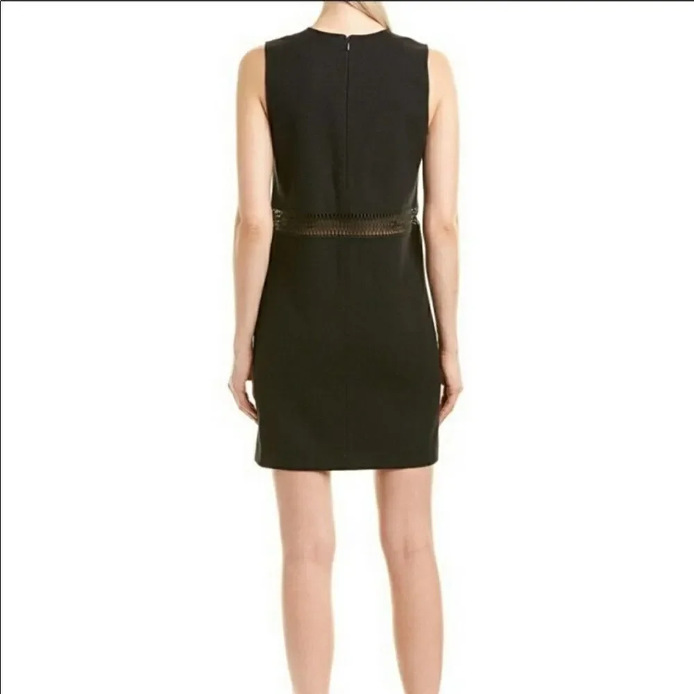 Maje Restal Black Cotton Mini Dress Crochet Waist